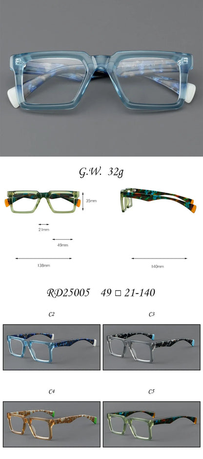 New In 2024 Plate Eyeglass Frame Retro Square Men's Eyeglass Frame Fashionable Optical Prescription Eyeglass Frame Women 25005