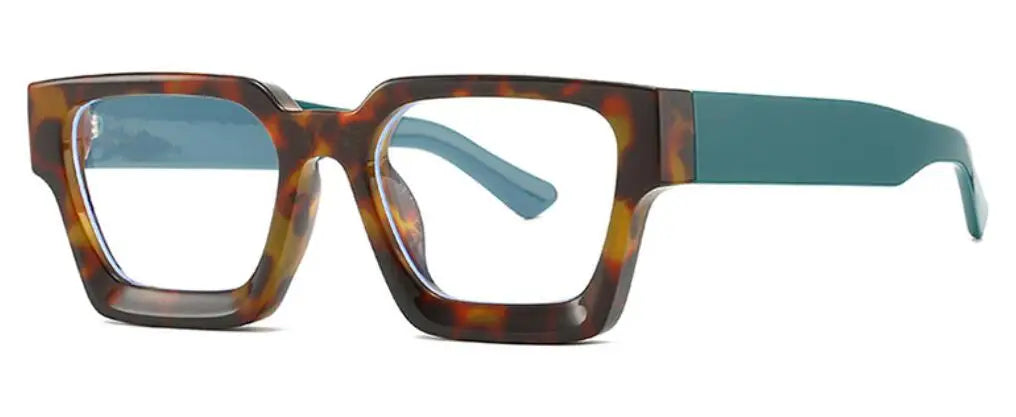 Oversized Square Reading Glasses For Women Brand Designer Blue Light Blocking Eyeglasses Green Leopard Prescription Glasses Men