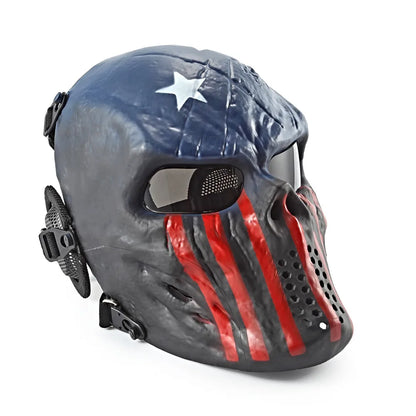 REikirc Full Face Airsoft Tactical Skull Mask with Ear Protection CS Halloween Cosplay Masks