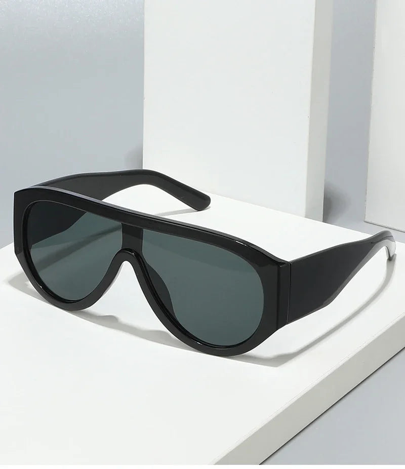 JNPCXI Fashion Oversized Pilot Women Sunglasses Retro One Piece Red Green Shades UV400 Men Gradient Sun Glasses