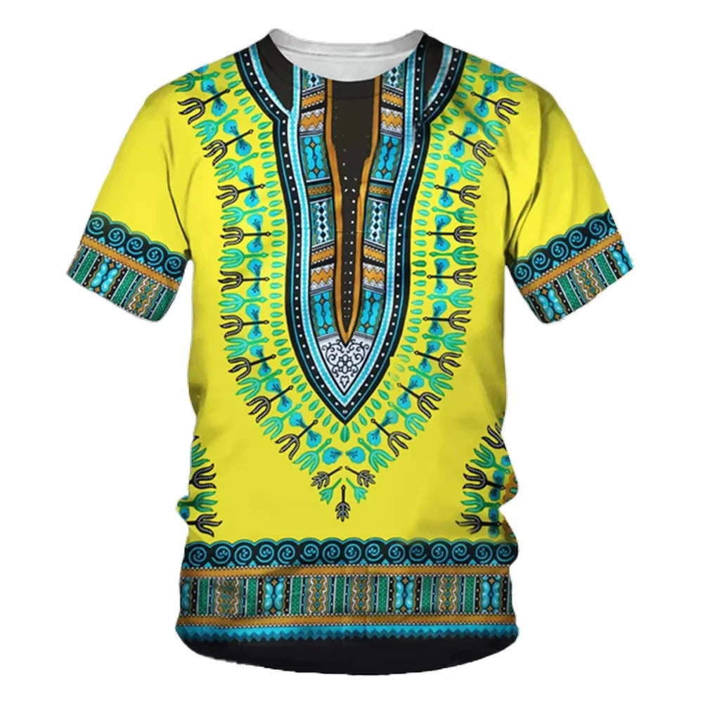 Summer New Men's African Ethnic Style Pattern 3D Print T-shirt Short Sleeve Tees Casual Harajuku Sports Oversized Unisex Tops