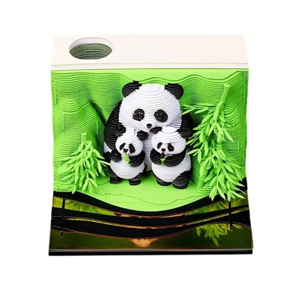 1Pc 2026 Family Panda Desk Calendar 3D Tear-away Calendar Paper Carving Art Memo Pad Notepad Christmas Gift