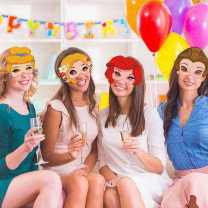 12pcs Disney Princess Paper Masks Party Supplies Cartoon Princess Glasses Mask for Kids Birthday Party Photography props Decor
