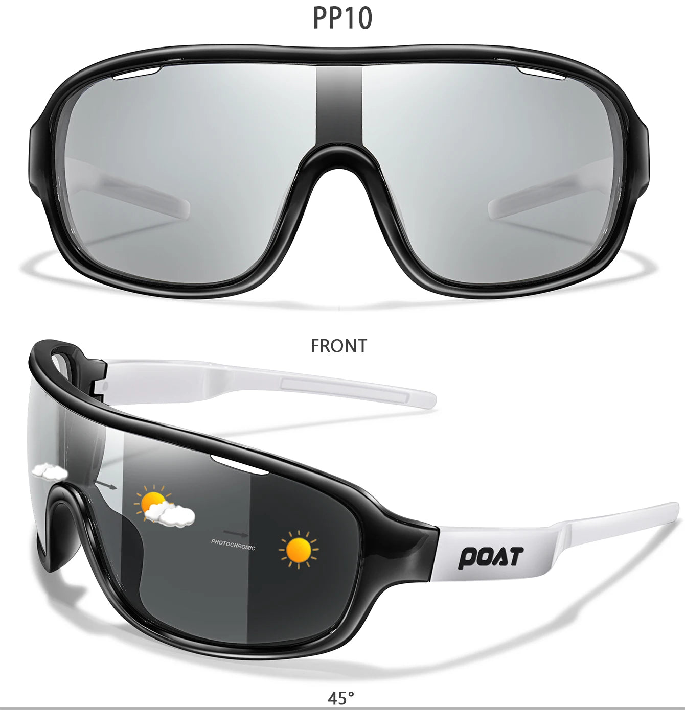 POAT BRAND Cycling Photochromic Eyewear Outdoor Sports Cycling Fishing Road Bike Hiking Sunglasses Men Women windproof Glasses