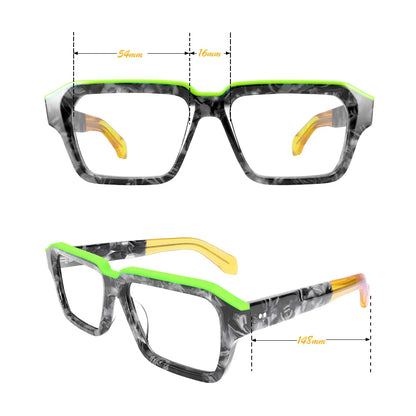 Luxury Acetate Eyeglass Frames Thick Wide Top Dual Tone Large Size Clear Lenses for Men and Women Prescription