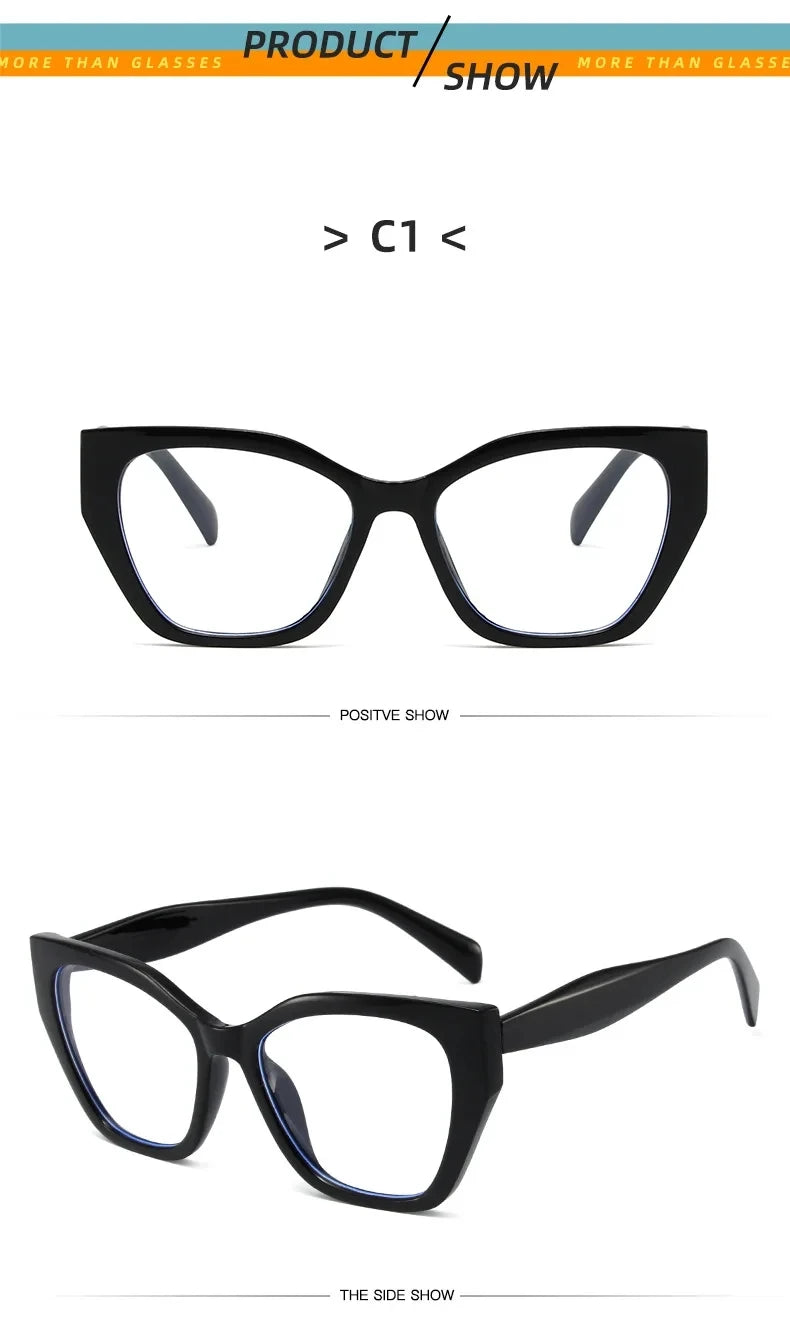 Luxury Brand Designer Women Fashion Cat Eye Anti Blue Light Glasses Double Color Large Frame Lady's Prescription Eyewear Frames