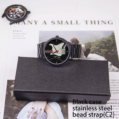 Guitar Bass Pattern Universal for Men Women Souvenir Composer Rose Gold Man Watch Silver Watches Black Bracelet Gift Clock