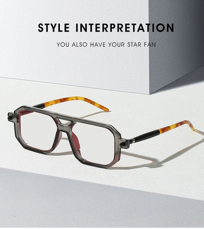 KOCOLIOR Men's Retro Fashion Double Beam Reading Glasses Brand Design Anti Blue Light Photochromic Presbyopia Glasses +0 to +6.0