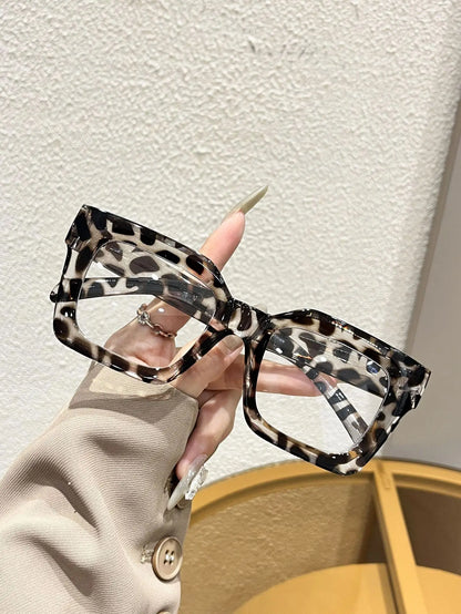 New Square Anti-blue light Large Frame Eyeglasses Fashion Street Decorative Glasses Computer Spectacles For Women Men