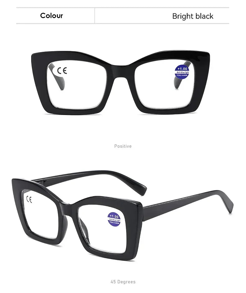 2025 New Fashionable Large Frame Women's Presbyopia Glasses High Definition Texture Neutral Color Anti Blue Light Glasses