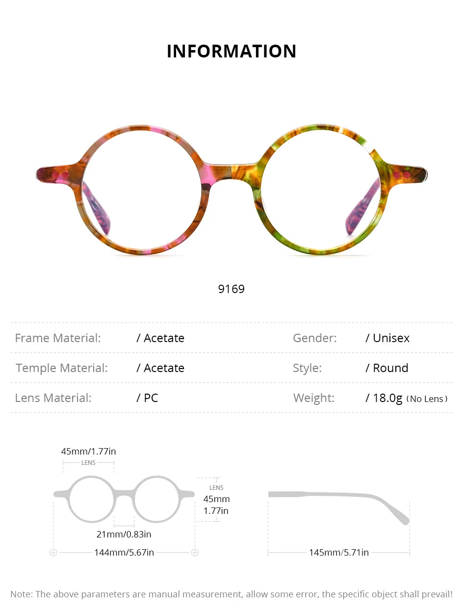 FONEX HEPIDEM Acetate Eyeglasses Frame Men 2025 New Small Round Brand Design Glasses Women Retro Vintage Eyewear Spectacles 9341