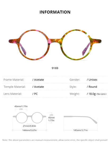 FONEX HEPIDEM Acetate Eyeglasses Frame Men 2025 New Small Round Brand Design Glasses Women Retro Vintage Eyewear Spectacles 9341