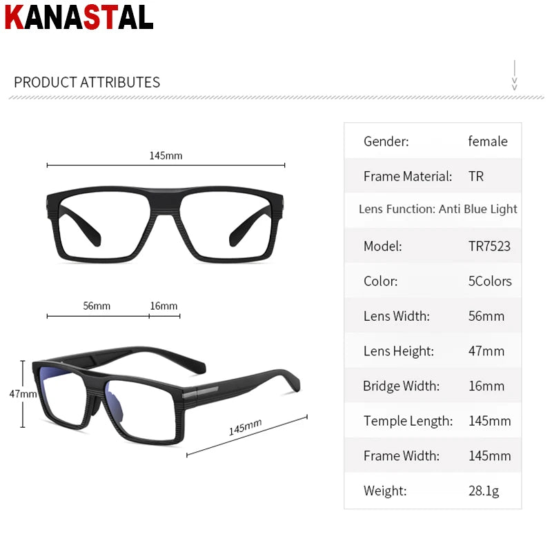 Men's Optical CR39 Lenses Myopia Presbyopic Eyewear Women Blue Light Blocking Prescription Reading Glasses TR90 Eyeglasses Frame