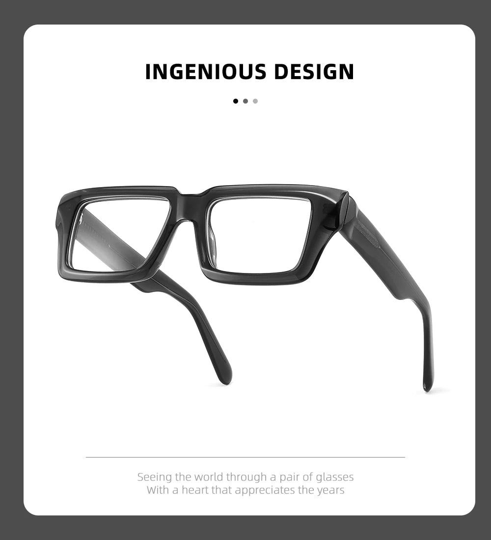 Thicken Acetate Glasses Frame Men Women Vintage Square Myopia Prescription Eyeglasses Frame Reading Glasses Luxury Brand Eyewear
