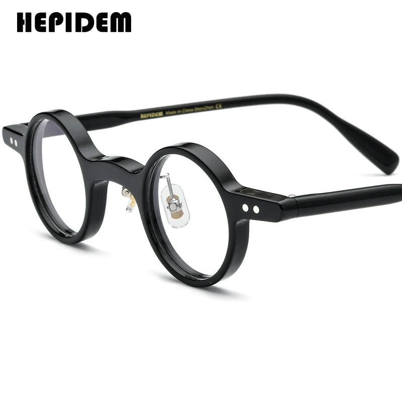 FONEX HEPIDEM Acetate Eyeglasses Frame Men 2025 New Small Round Brand Design Glasses Women Retro Vintage Eyewear Spectacles 9341