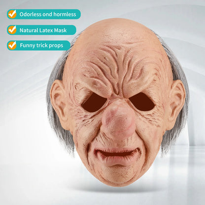 Popular Grandpa Mask, Funny Trick, Natural Latex Material, Detailed Craftsmanship, Movie Texture, Hand-Painted, Role-Playing