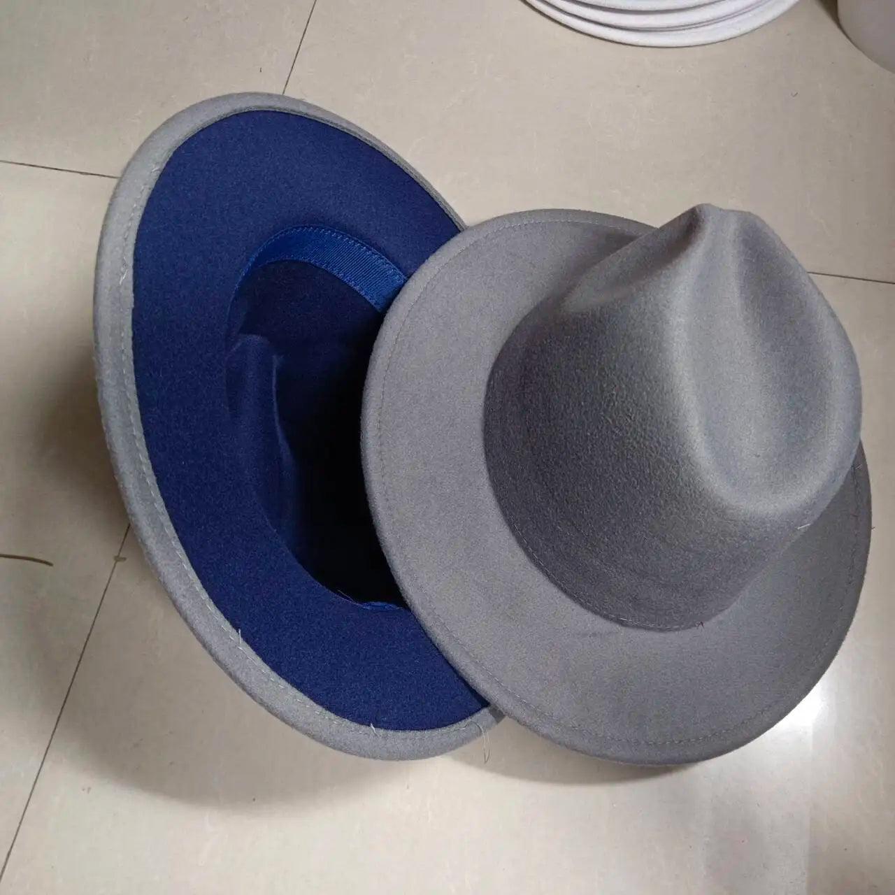 Sombreros Fedora Hat Dual Color Classic Jazz Hat Soft Fedora Hat Classic Men's and Women's Blue Jazz sombreros