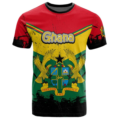 African Ghana T-shirt Fashion 3D Printed Coat Of Arms T Shirts For Men Casual Round Neck Tees Summer Sports Tops Short Sleeves