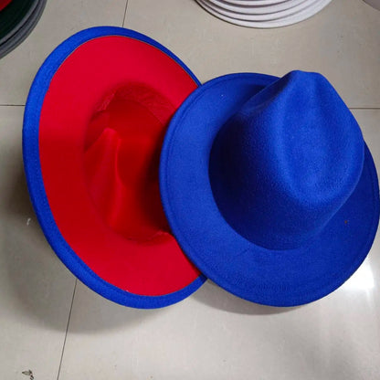Sombreros Fedora Hat Dual Color Classic Jazz Hat Soft Fedora Hat Classic Men's and Women's Blue Jazz sombreros