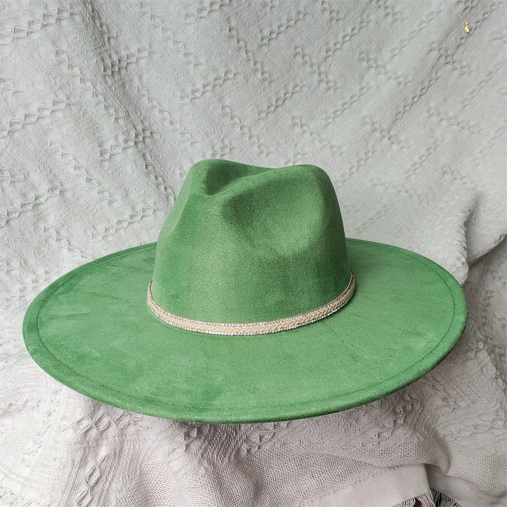 Colorful Suede Wide Brim Felt Fedoras Women's Hat Men's Church Jazz Hat Denim Hat Panama шляпа женская летняя 2024