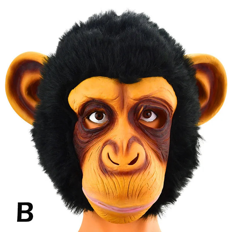 Novelty Lubber Latex Animal Head Mask Monkey Chimp Dog Head Mask Halloween Party Costume Masquerade Dressing Up Cosplay
