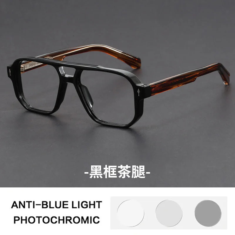 Double Bridges Anti Blue Light Reading Glasses Men Retro Women Square Glasses Frame Fashion Men Myopia Eyewear Fake Eyelasses -2