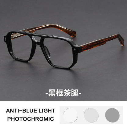 Double Bridges Anti Blue Light Reading Glasses Men Retro Women Square Glasses Frame Fashion Men Myopia Eyewear Fake Eyelasses -2