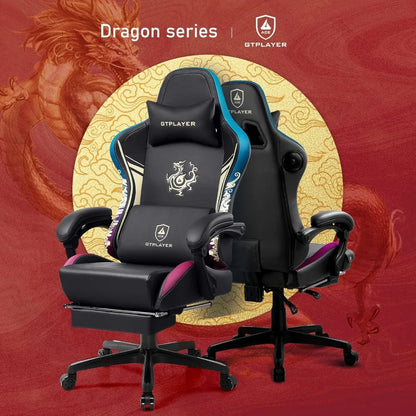 GTPLAYER Gaming Chair with Bluetooth Speakers and Footrest, Dragon Series Video Game Chair ，Heavy Duty Ergonomic Chair，Esports G