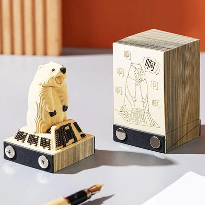 2026 Year Calendar Creative 3D Paper Notes Notepad Gift Carving Bunny Bear Calendar Paper House Shark Art Cute Sculpture C9O7