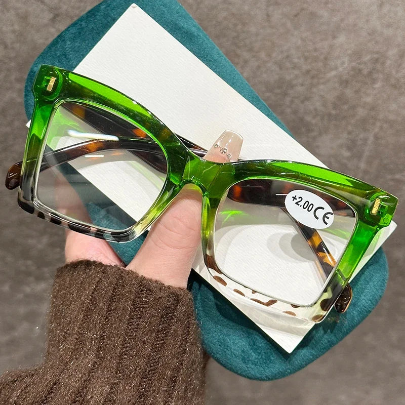 2025 New Style Reading Glasses for Women Fashion Men Oversized Square Prescription Glasses Large Frame Anti-blue Presbyopia