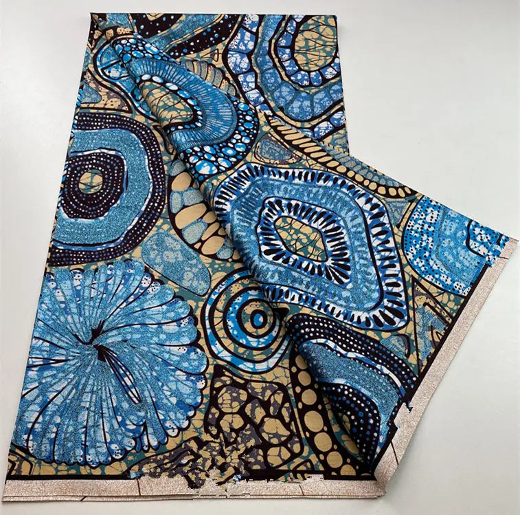 100%Certified Grand Super African Wax Nigerian GlitterGlam Gold Embellished Ankara Wax Printed Fabric Real Original For Sewing