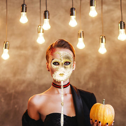 Venetian Hand Mask Halloweenmask Masquerade for Women with Stick Handheld Masquarade Mardi Gras Accessories Prop Halloweenmasks