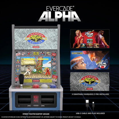 Evercade Alpha Street Fighter Bartop Arcade Pre Assembled Unit with Competition Grade Arcade Controls 8 High Resolution IPS