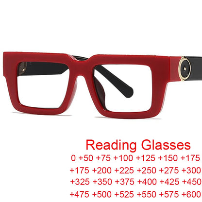 Vintage Red Square Reading Glasses Women Men Luxury Brand Blue Light Blocking Computer Glasses Optical Presbyopia Eyeglasses +3