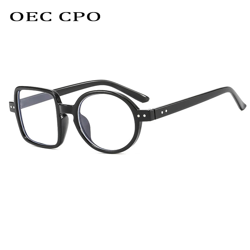 OEC CPO Square Glasses Women Men Fashion Clear Glasses Optical Eyeglasses Frame Personality Round Transparent Lens Spectacle