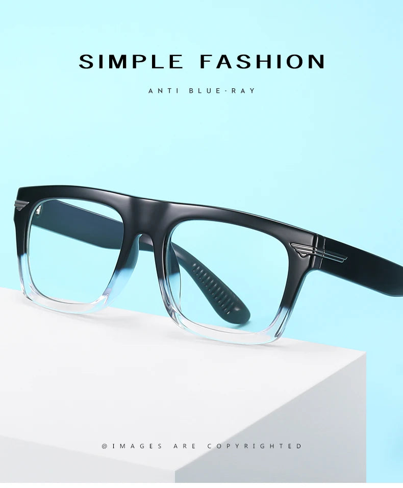AUECMOI Vintage Men Square Glasses TR90 Frame Myopia Customizable Prescription Anti Blue Ray Optical Photochromic Eyeglasses