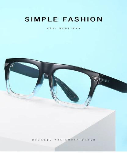 AUECMOI Vintage Men Square Glasses TR90 Frame Myopia Customizable Prescription Anti Blue Ray Optical Photochromic Eyeglasses