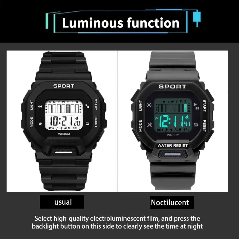 Male Digital Watches Waterproof Hombre Mens Sports Green Wristwatches Hand Clocks Women Watch Reloj Masculino