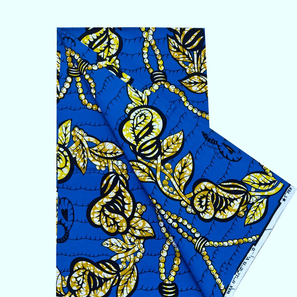 New Super Tissu Ankara Good Real Prints African Wax Fabric Soft Pagne Cotton Material Kente 6YARDS Stuff Blue Batik For Sew