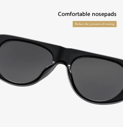 Vintage Big Frame Ellipse Women Square Sunglasses Brand Black Round Cool Men Sunglasses One Piece Designer Pilot Sun Glasses