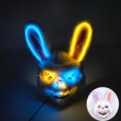 Halloween Light Up Horror Mask Glowing Bloody Bear Killer Mask Flashing Neon Scary Bear Mask for cosplay mask purim props