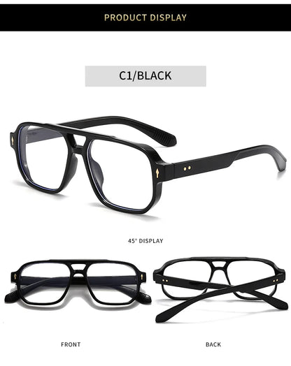 SHAUNA Double Bridges Anti Blue Light Retro Women Square Glasses Frame Fashion Men Optical Eyewear