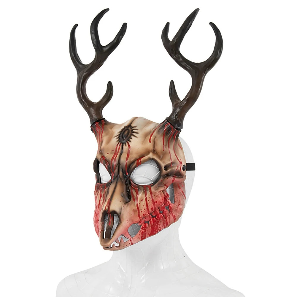 Halloween Antlers Masks Cosplay Deer Head Mask Role Play Masks Masquerade Props Scary Full Face Mask for Halloween Party