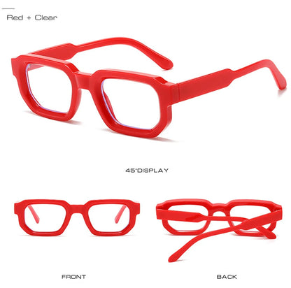 SHAUNA Ins Popular Fashion Polygon Square Women Glasses Frame Clear Anti Blue Light Eyewear Optical Men Red Blue Frame