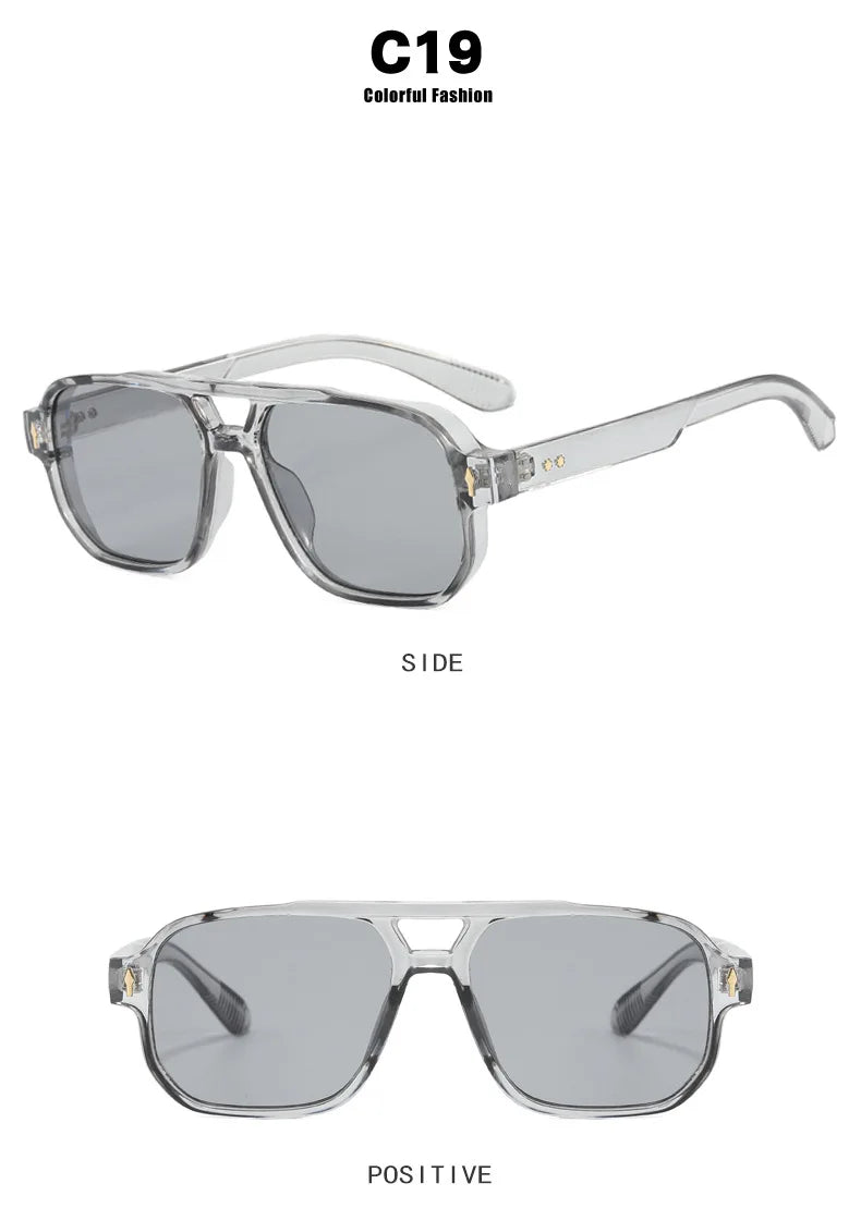 New Fashion Square Women Men Sunglasses Retro Rivets Women Brand Designer Shades UV400 Sun Glasses Gafas De Sol