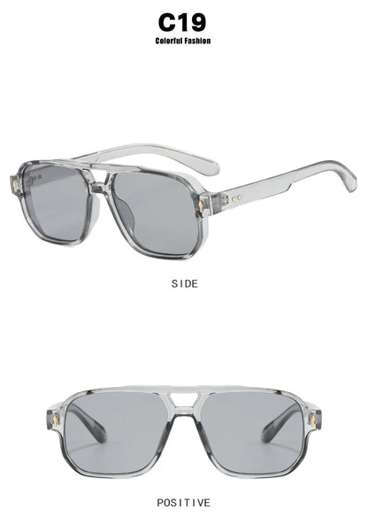New Fashion Square Women Men Sunglasses Retro Rivets Women Brand Designer Shades UV400 Sun Glasses Gafas De Sol