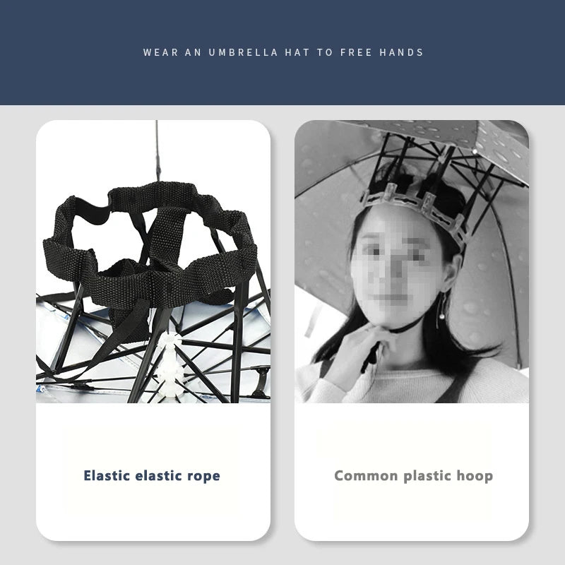 Windproof Umbrella Cap Wearing An Umbrella On The Head Sturdy Men's And Women's Foldable Large Sunshade And Rain Hat Umbrella