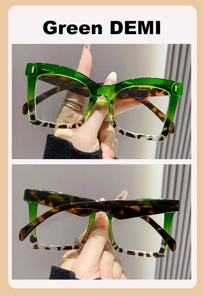 Retro Oversized Square Prescription Eyewear 2025 New Trendy Reading Glasses for Men Women Luxury HD Lens Presbyopia Spectacles