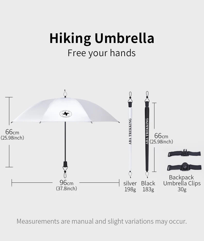Hiking Umbrella Ultralight Outdoor trekkin long umbrella hands-free UV protection Umbrella Clip for Backpacks Sun & Rain Outdoor