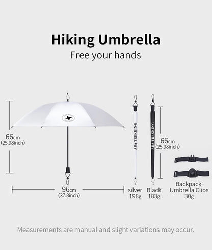 Hiking Umbrella Ultralight Outdoor trekkin long umbrella hands-free UV protection Umbrella Clip for Backpacks Sun & Rain Outdoor